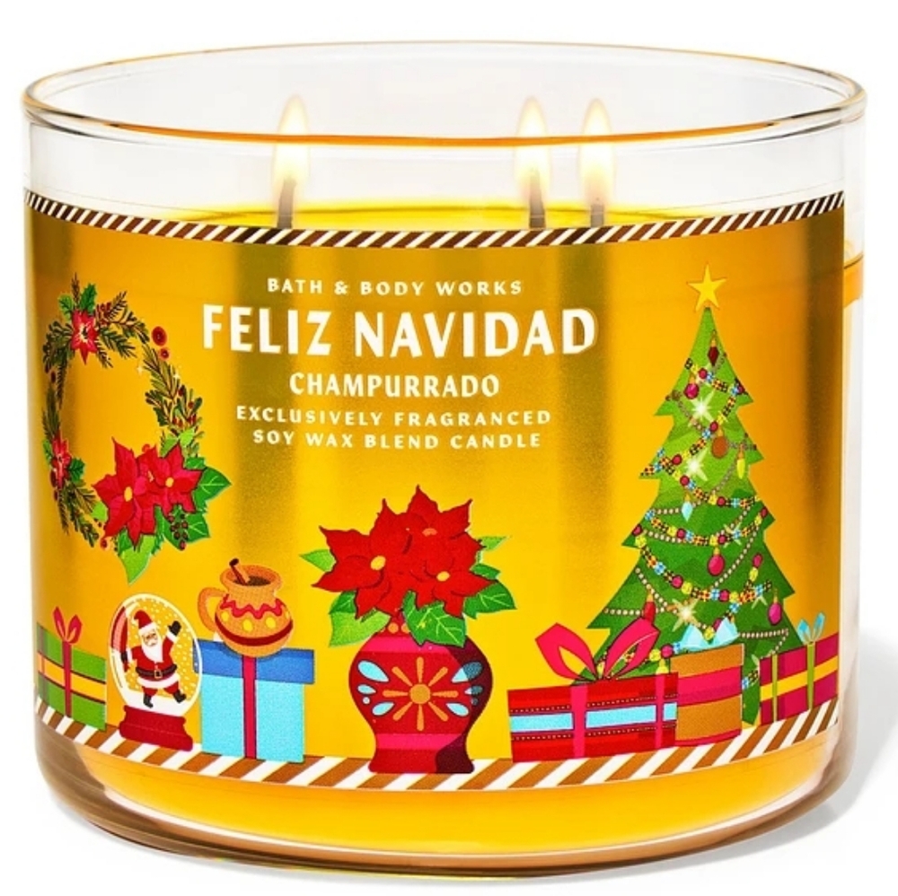 Bath & Body Works Feliz Navidad Champurrado 3-Wick Candle NEW Rare